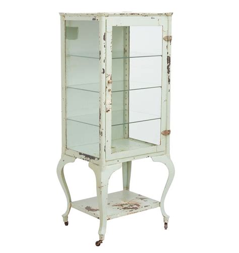 Vintage Mint Green Steel Medical Cabinet 